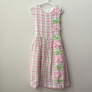 Pink/Green Plaid Dress/Matching Headband Size 6X/7